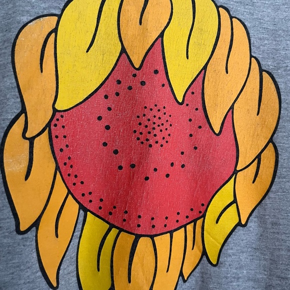 Size L 100% cotton men’s T-Shirt, grey with “tired” sunflower - Picture 4 of 11